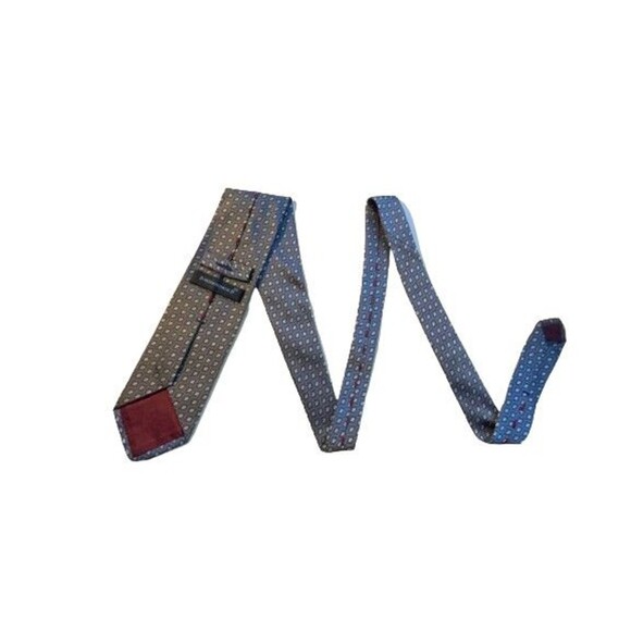 Massimo Bizzocchi Grey White Geometric Pattern 100% Silk 3.5' Tie Made In Italy - Picture 2 of 4